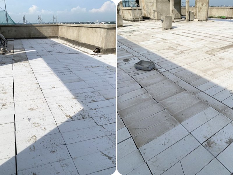 chống nóng sân thượng từ gạch nhẹ