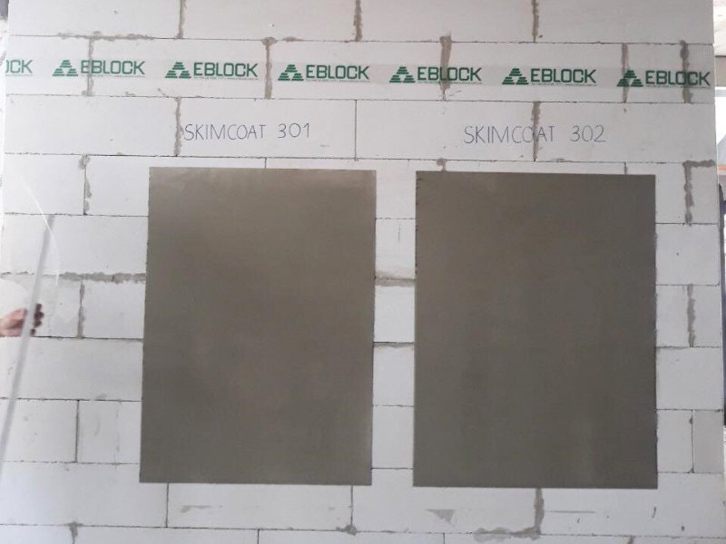 vữa tô mỏng skimcoat trên tường AAC